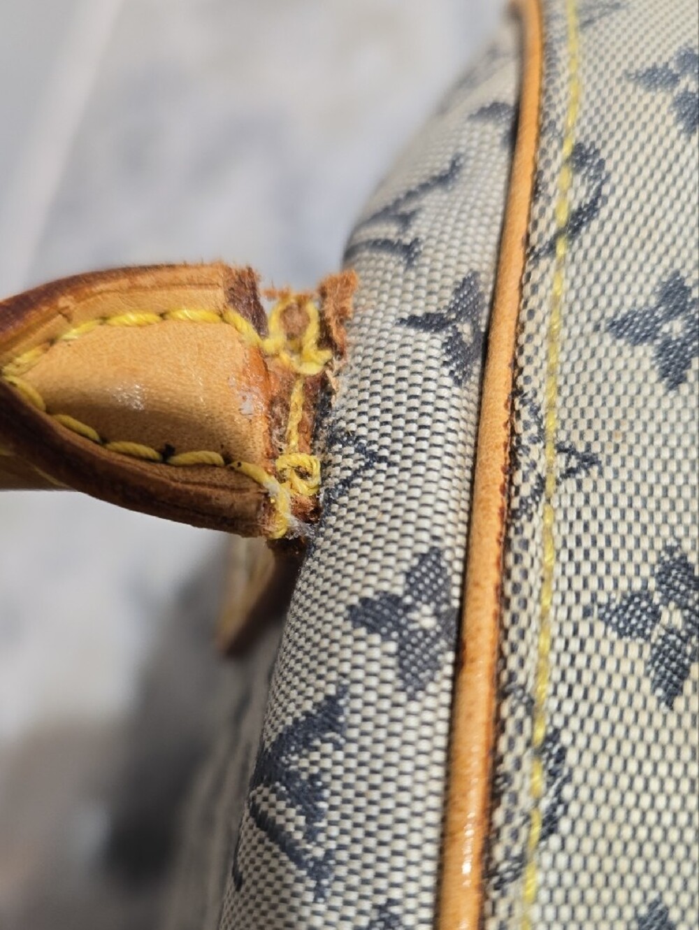 Louis Vuitton Mini Lin Marie Satchel with Tan Leather Trim - Picture 5 of 16